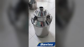 Food-grade stainless steel, mirror finish, leak-proof clamp lid. For dairy, pharma, drinks. Bovinx q